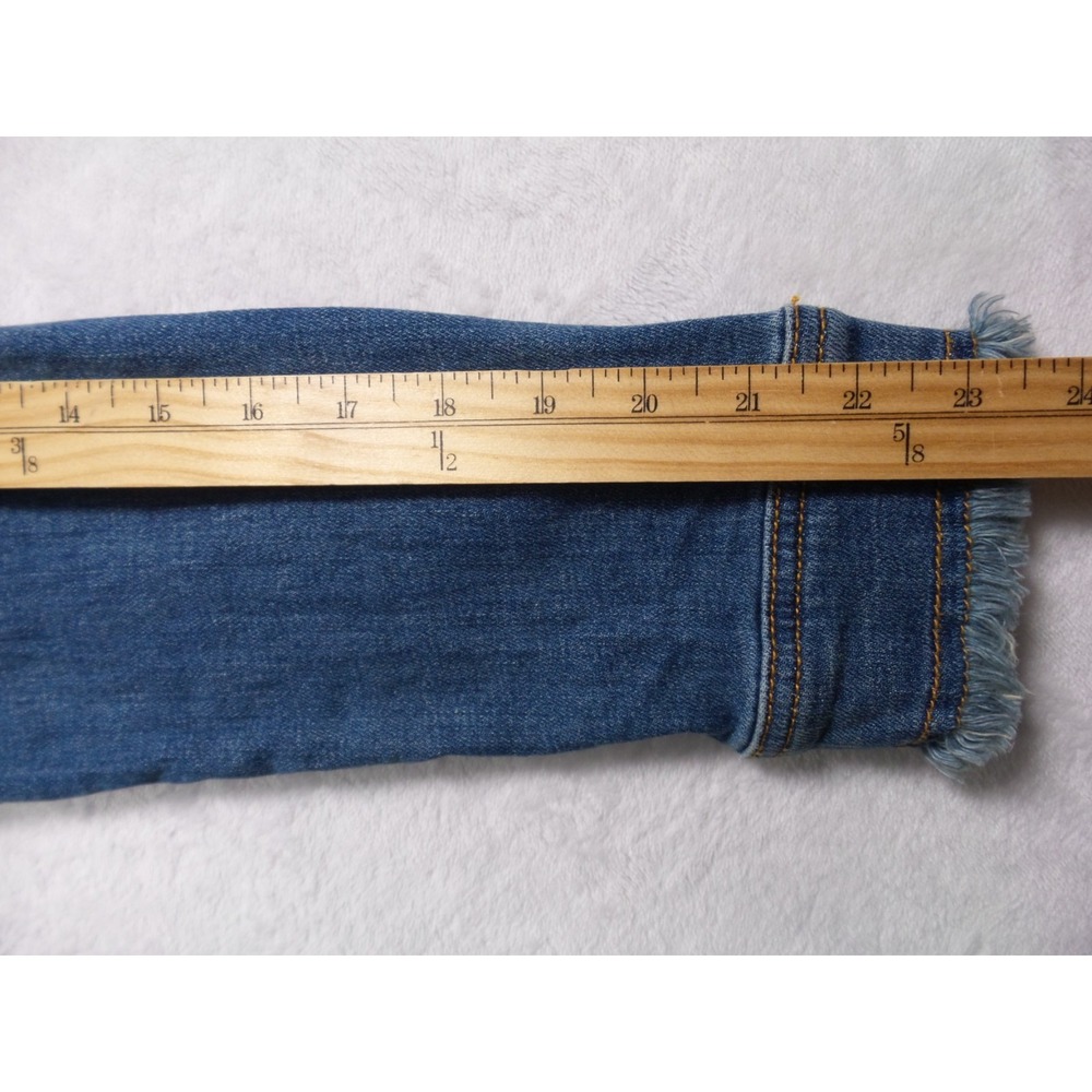 Anthropologie Pilcro Jacket Womens Size L Petite Blue Denim Raw Hem Button Up - Picture 10 of 14